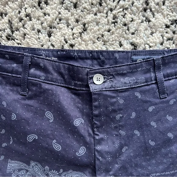 Adriano Goldschmied AG The Wanderer Shorts Navy Blue Bandana Print Stretch 36 - Picture 4 of 12